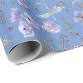 紫ワイルドフラワー誕生日ベビーシャワーガールズ ラッピングペーパー (ロールコーナー)