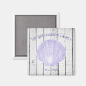 紫ヴィンテージホタテ貝殻磁石 マグネット (正面/裏面)