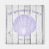 紫ヴィンテージホタテ貝殻磁石 マグネット (正面)