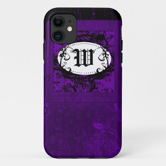 紫ヴィンテージ花柄とモノグラムW Case-Mate iPhoneケース (裏面)