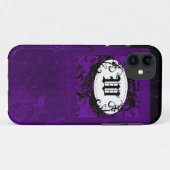 紫ヴィンテージ花柄とモノグラムW Case-Mate iPhoneケース (裏面(横))