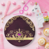 紫ヴィンテージ華美金ゴールド ペーパープレート (パーティー)