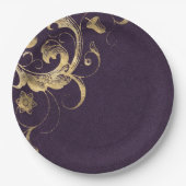 紫ヴィンテージ華美金ゴールド ペーパープレート (正面)