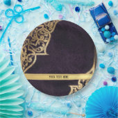 紫ヴィンテージ華美金ゴールド ペーパープレート (パーティー)