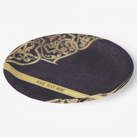 紫ヴィンテージ華美金ゴールド ペーパープレート (アングル)