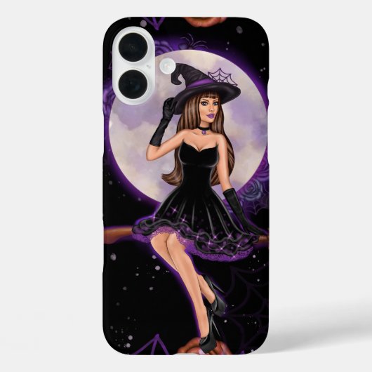 紫不気味とオレンジのハロウィンかわいらし女性 Case-Mate iPhoneケース (裏面)
