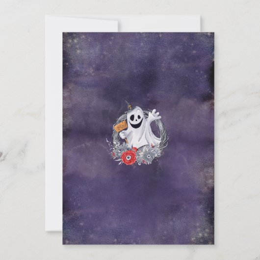 紫不気味と黒のハローウィンパーティ招待状 招待状 (裏面)