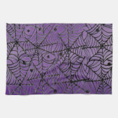 紫不気味にハロウィンのクモの巣 キッチンタオル (横)