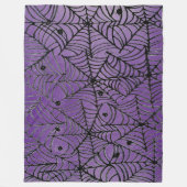 紫不気味にハロウィンのクモの巣 フリースブランケット (正面)