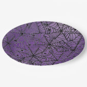紫不気味にハロウィンのクモの巣 ペーパープレート (アングル)