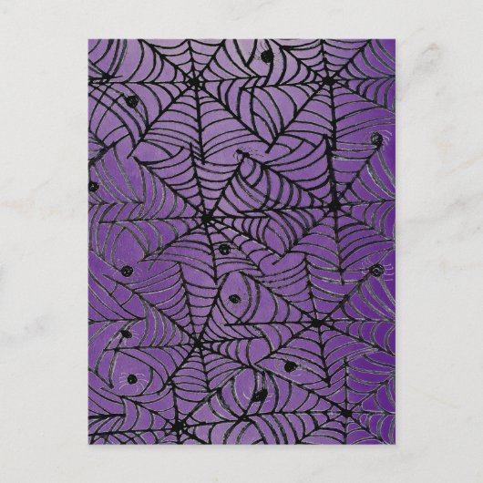 紫不気味にハロウィンのクモの巣 ポストカード (正面)