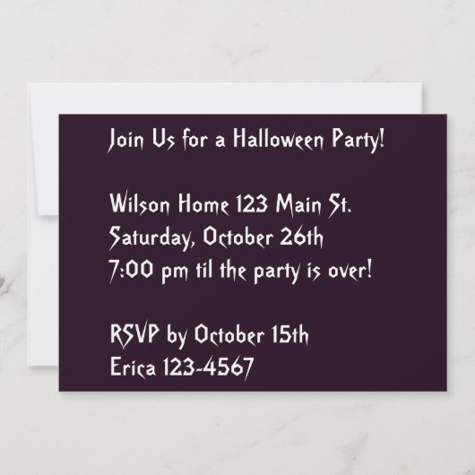 紫不気味城 招待状 (裏面)