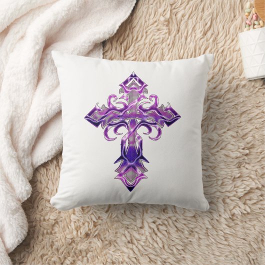 紫中世十字装飾用クッションII クッション (ブランケット)