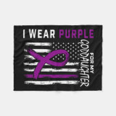 紫乳膵臓がん認識度名 フリースブランケット (正面(横))