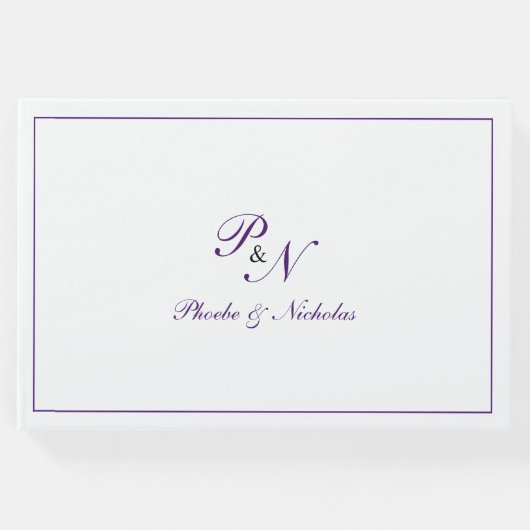 紫伝統的王室のモノグラフォーマルム結婚ズ ゲストブック (正面)