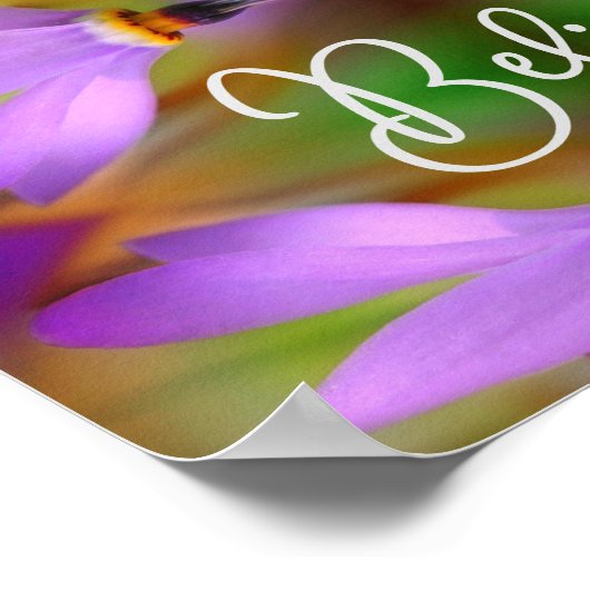 紫信じ花抽象芸術感動的 ポスター (角)