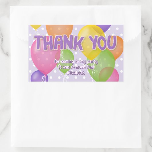 紫切り出しクッキーバルーン誕生日感謝していあなた 長方形シール (バッグ)