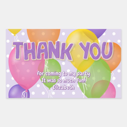 紫切り出しクッキーバルーン誕生日感謝していあなた 長方形シール (正面)