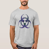 紫動揺して生物学的災害［有害物質］記号Tシャツ Tシャツ (正面)