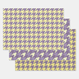 紫千鳥格子のと黄の模様 ラッピングペーパーシート