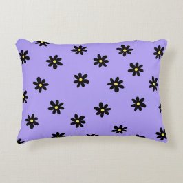 紫名門私立校風の黒フローラシンプル花柄 アクセントクッション