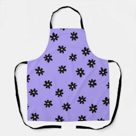 紫名門私立校風の黒フローラシンプル花柄 エプロン