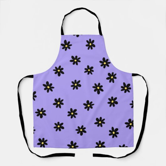 紫名門私立校風の黒フローラシンプル花柄 エプロン (正面)