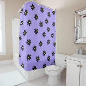 紫名門私立校風の黒フローラシンプル花柄 シャワーカーテン (インサイチュ)