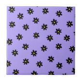 紫名門私立校風の黒フローラシンプル花柄 タイル (正面)