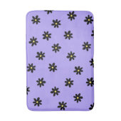 紫名門私立校風の黒フローラシンプル花柄 バスマット (正面縦)