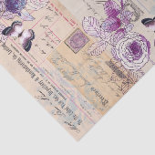 紫図解入りの、写真付きののコラージュの花を持つ鳥 薄葉紙 (詳細)