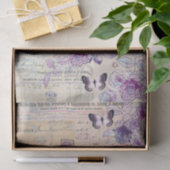 紫図解入りの、写真付きののコラージュの花を持つ鳥 薄葉紙 (ギフト)