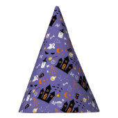 紫図解入りの、写真付きののハロウィーン模様 パーティーハット (右)