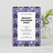 紫図解入りの、写真付きののハロウィーン模様 招待状 (スタンド正面)