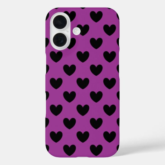 紫地に黒い水玉ハート Case-Mate iPhoneケース (裏面)