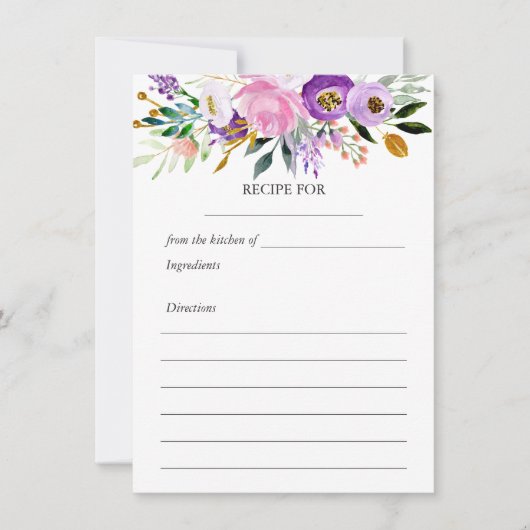 紫外お洒落金ゴールドピンクフローラレシピカード (正面)