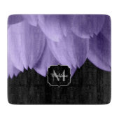 紫外の花花びらブラックモノグラム カッティングボード (正面)
