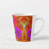 紫外カラフル、マゼンタ、赤の花 カフェラテマグ (右)