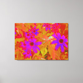 紫外カラフル、マゼンタ、赤の花 キャンバスプリント
