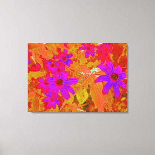 紫外カラフル、マゼンタ、赤の花 キャンバスプリント (正面)