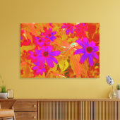 紫外カラフル、マゼンタ、赤の花 キャンバスプリント (インサイチュ (リビング))