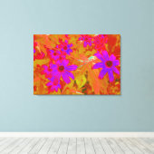 紫外カラフル、マゼンタ、赤の花 キャンバスプリント (インサイチュ (ウッドフロア))