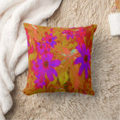 紫外カラフル、マゼンタ、赤の花 クッション (ブランケット)