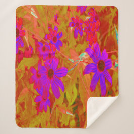 紫外カラフル、マゼンタ、赤の花 シェルパブランケット