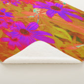 紫外カラフル、マゼンタ、赤の花 シェルパブランケット (3/4)