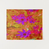 紫外カラフル、マゼンタ、赤の花 タペストリー (正面(横))