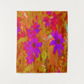 紫外カラフル、マゼンタ、赤の花 タペストリー (正面)
