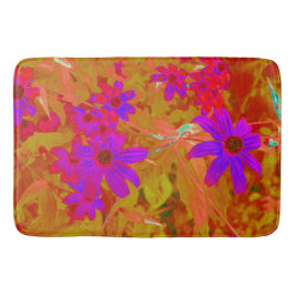 紫外カラフル、マゼンタ、赤の花 バスマット
