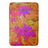 紫外カラフル、マゼンタ、赤の花 バスマット (正面縦)