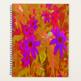 紫外カラフル、マゼンタ、赤の花 プランナー手帳